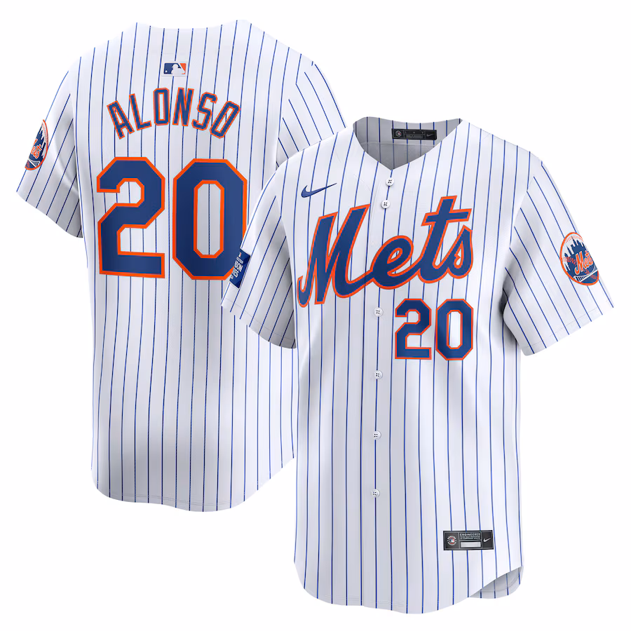 Men's New York Mets Pete Alonso Nike White 2024 MLB World Tour London Series Home Limited Player Jersey - Jersey