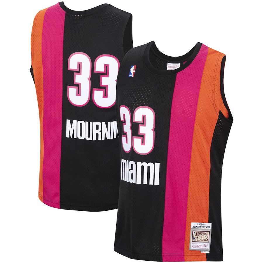 Men's Miami Heat Alonzo Mourning Mitchell & Ness Black 2005/2006 Hardwood Classics Swingman Jersey - Jersey