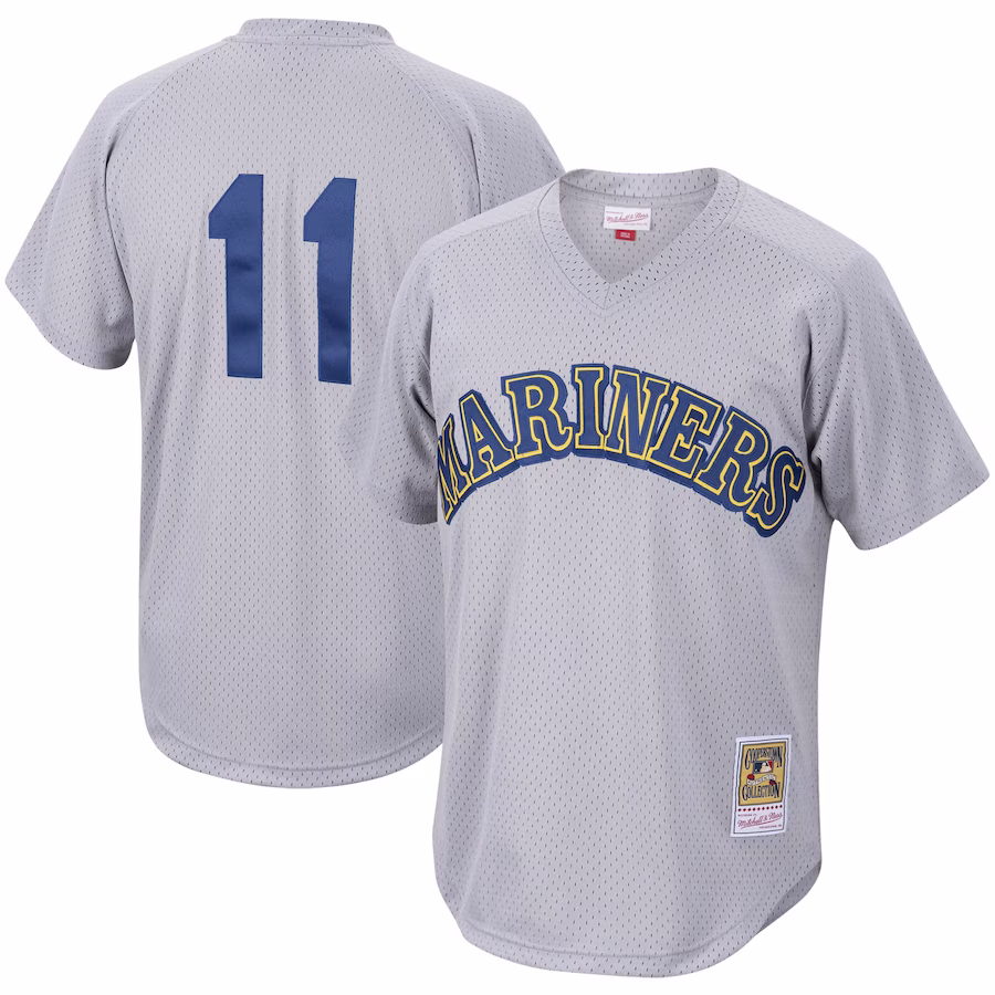 Men's Seattle Mariners Edgar Martinez Mitchell & Ness Charcoal Cooperstown Collection Mesh Batting Practice Jersey - Jersey