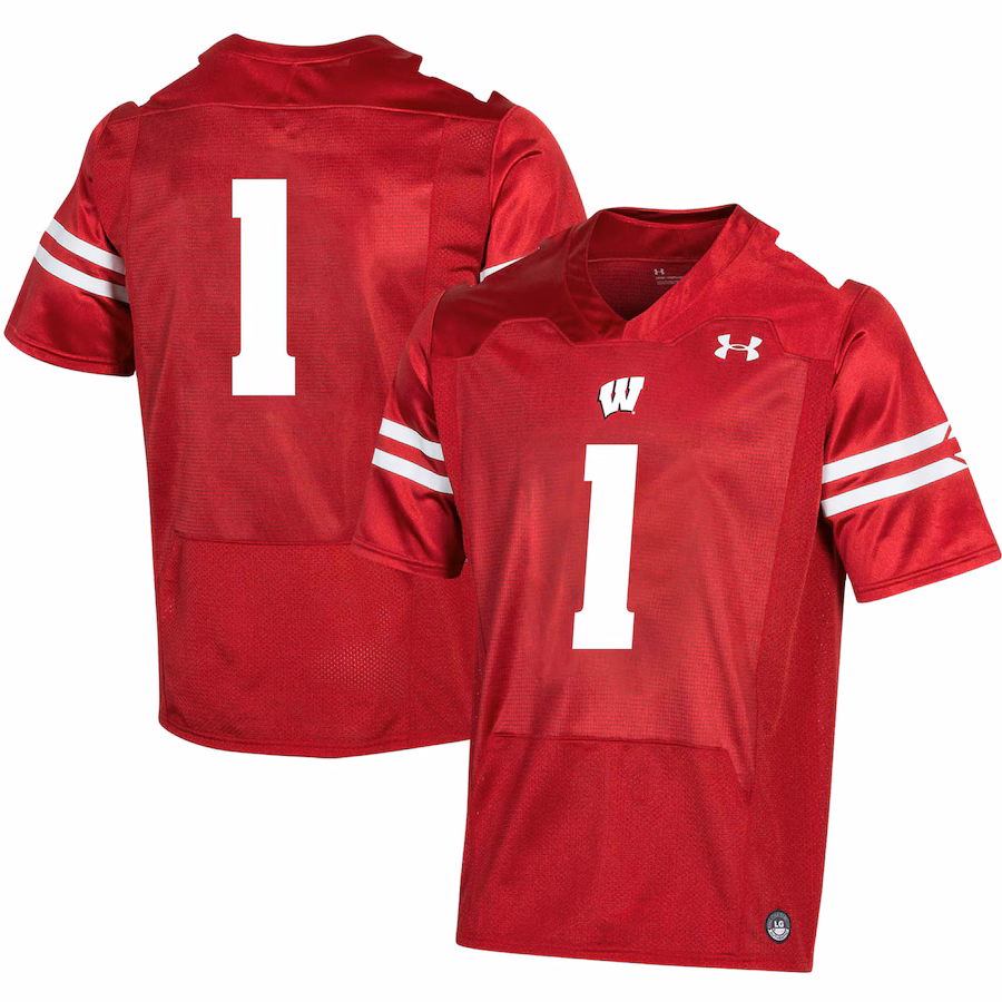 Men's Under Armour #1 Red Wisconsin Badgers Replica Football Jersey - Jersey
