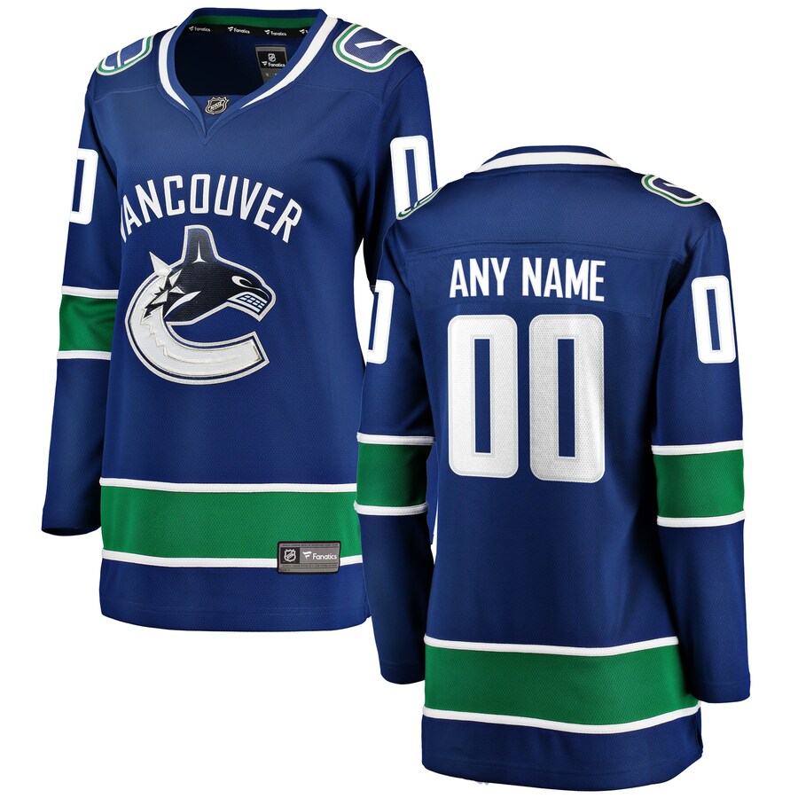 Women's Vancouver Canucks Fanatics Branded Blue Home Breakaway Custom Jersey - Jersey
