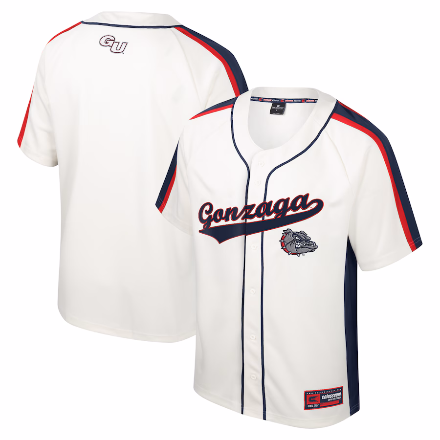 Men's Colosseum Cream Gonzaga Bulldogs Ruth Button-Up Baseball Jersey - Jersey