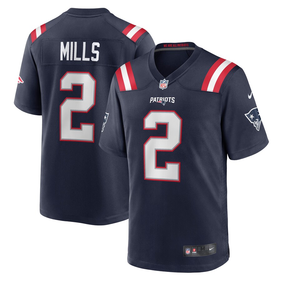 Men's New England Patriots Jalen Mills Nike Navy Game Player Jersey - Jersey
