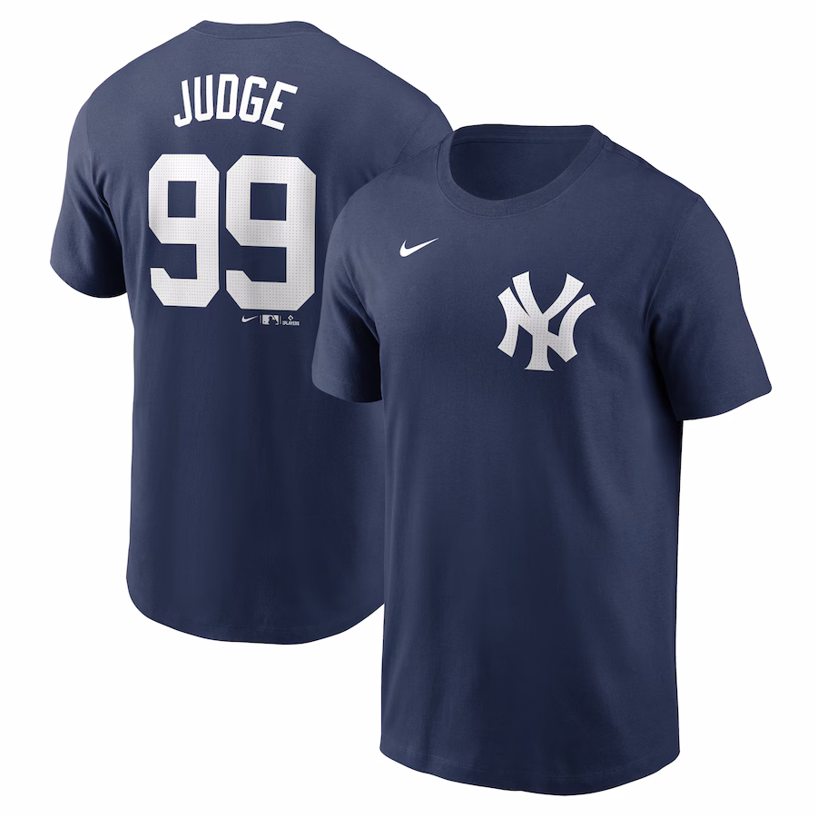Men's New York Yankees Aaron Judge Nike Navy Fuse Name & Number T-Shirt - Jersey