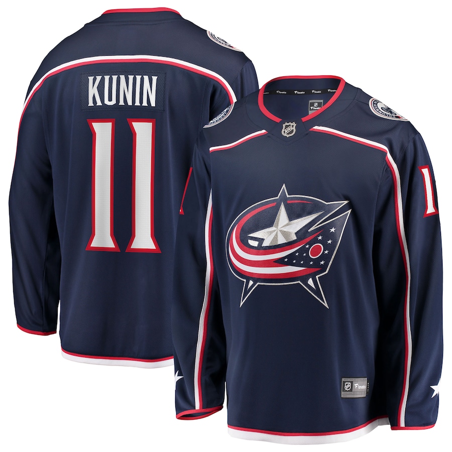 Men's Columbus Blue Jackets Luke Kunin Fanatics Navy Home Breakaway Jersey - Jersey