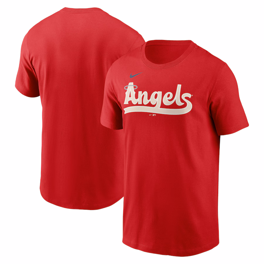 Men's Los Angeles Angels Nike Red City Connect Wordmark T-Shirt - Jersey