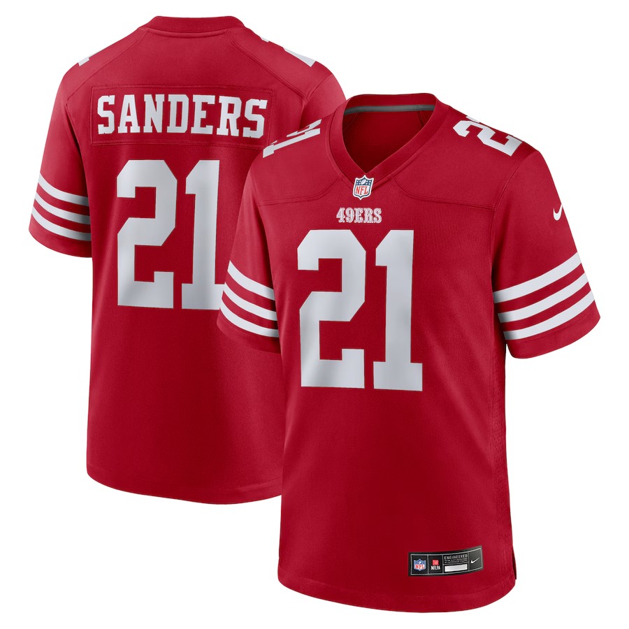Men's San Francisco 49ers Deion Sanders Nike Scarlet Team Retired Player Game Jersey - Jersey