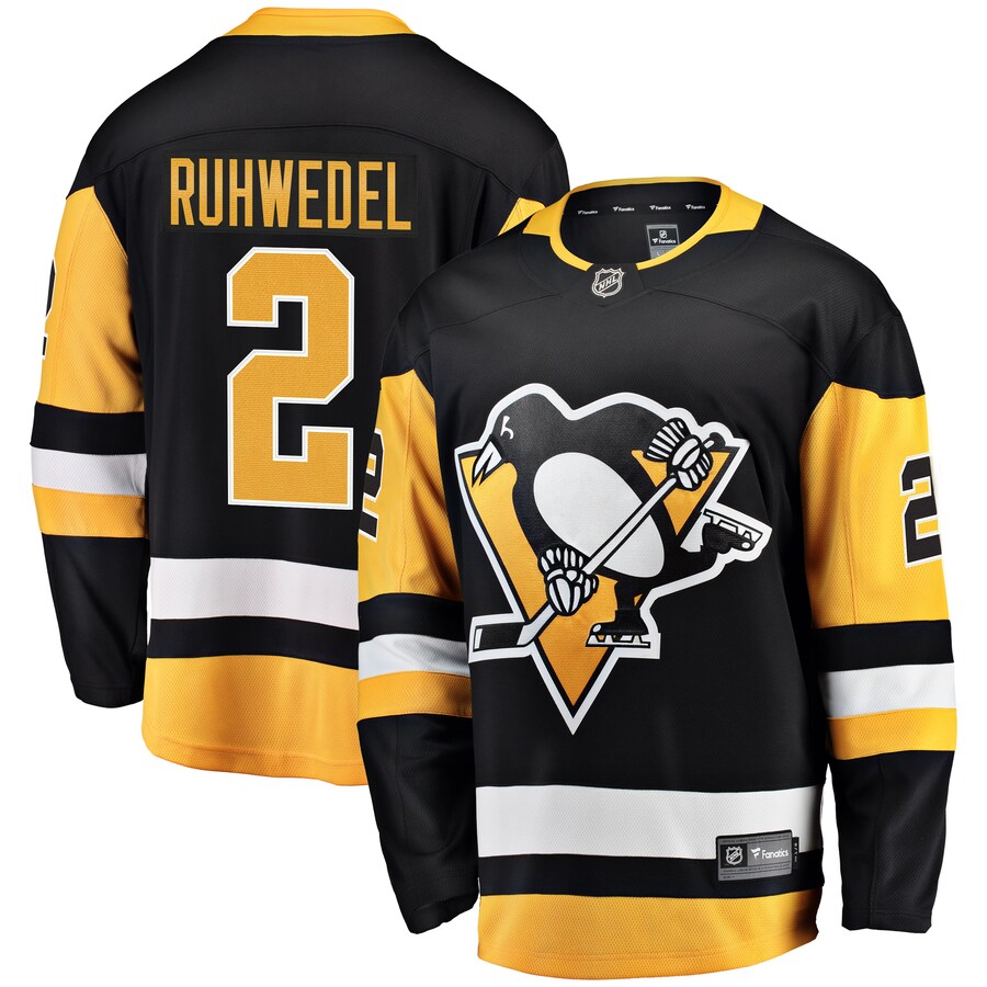 Men's Pittsburgh Penguins Chad Ruhwedel Fanatics Branded Black Home Breakaway Player Jersey - Jersey
