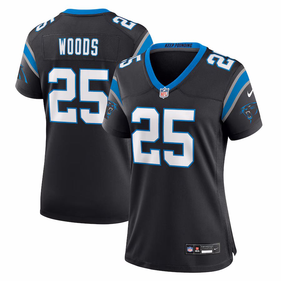 Women's Carolina Panthers Xavier Woods Nike Black Team Game Jersey - Jersey