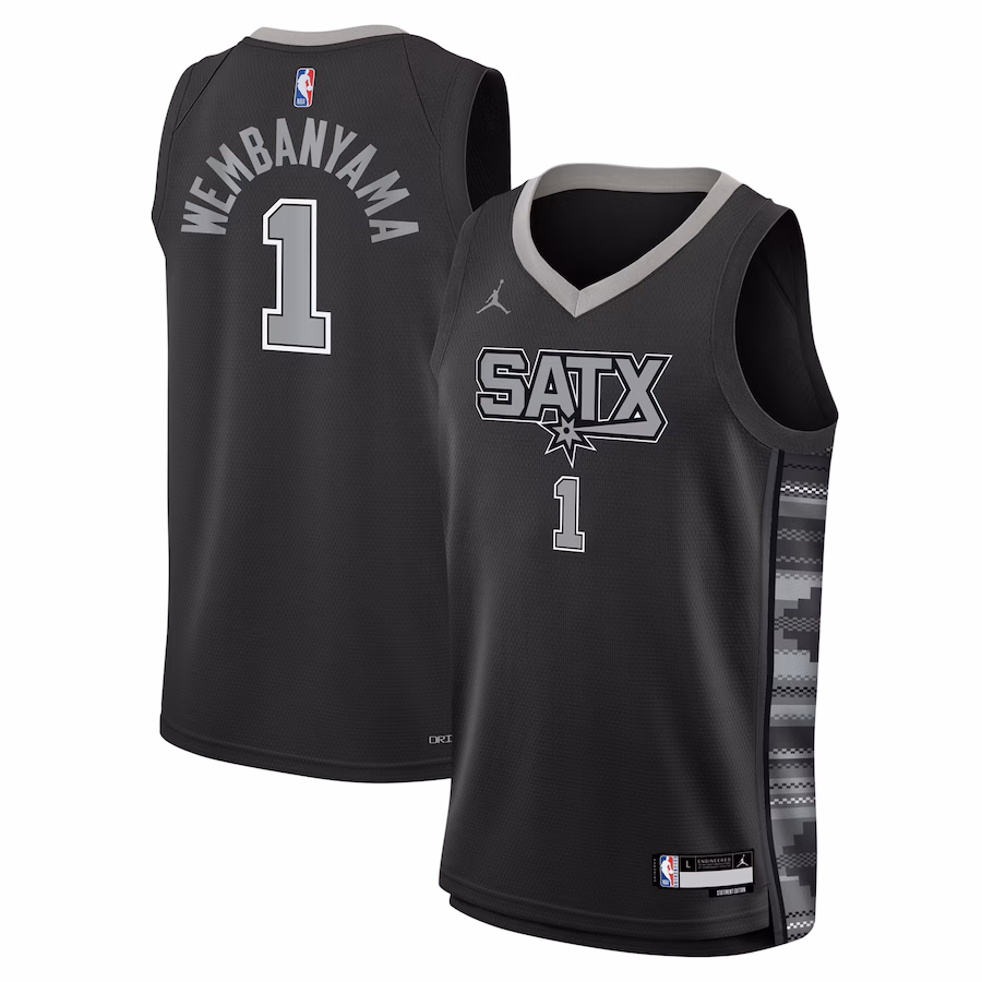 Youth San Antonio Spurs Victor Wembanyama Jordan Brand Black Swingman Jersey - Statement Edition - Jersey