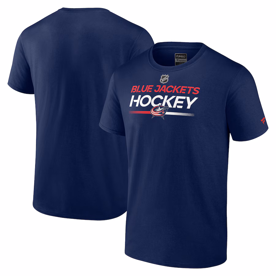 Men's Columbus Blue Jackets Fanatics Navy Authentic Pro Primary T-Shirt - Jersey
