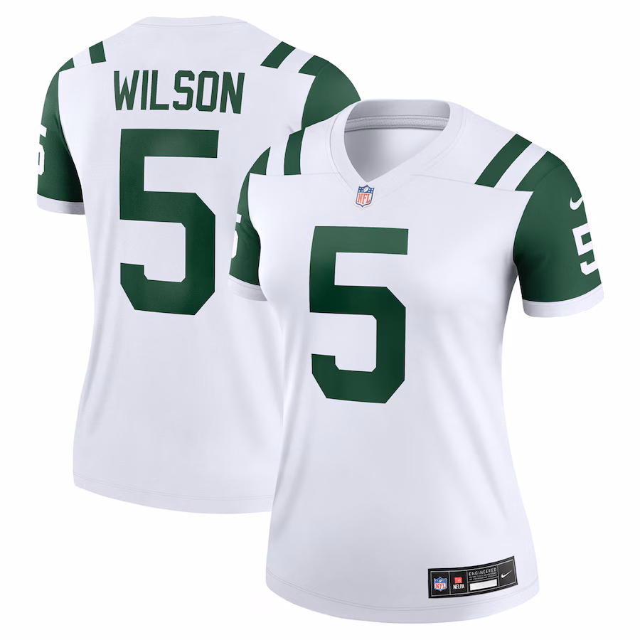 Women's New York Jets Garrett Wilson Nike White Classic Alternate Legend Player Jersey - Jersey