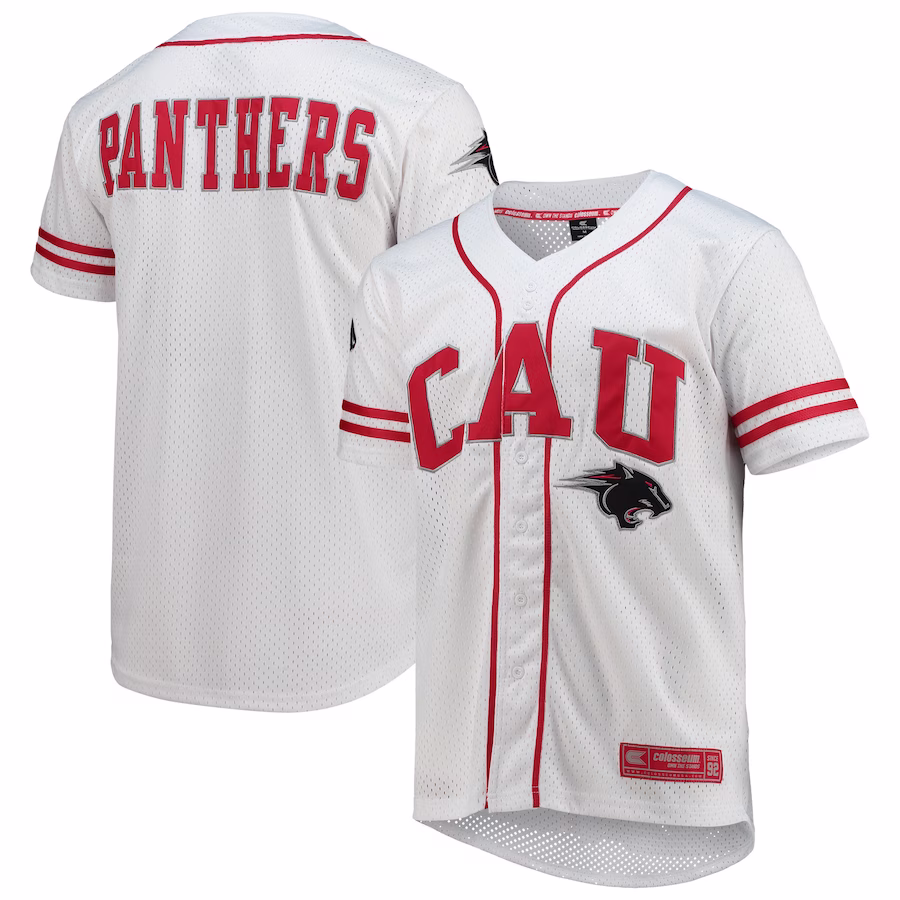 Clark Atlanta University Panthers Colosseum Free Spirited Mesh Button-Up Baseball Jersey - White - Jersey