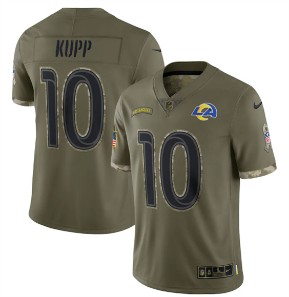 Men's Los Angeles Rams #10 Cooper Kupp 2022 Olive Salute To Service Limited Stitched Jersey - Jersey