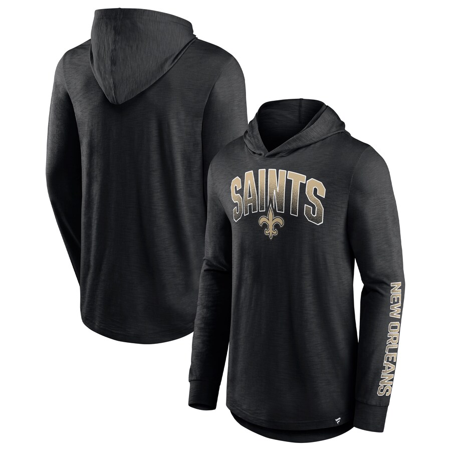 Men's New Orleans Saints Fanatics Black Front Runner Long Sleeve Hooded T-Shirt - Jersey
