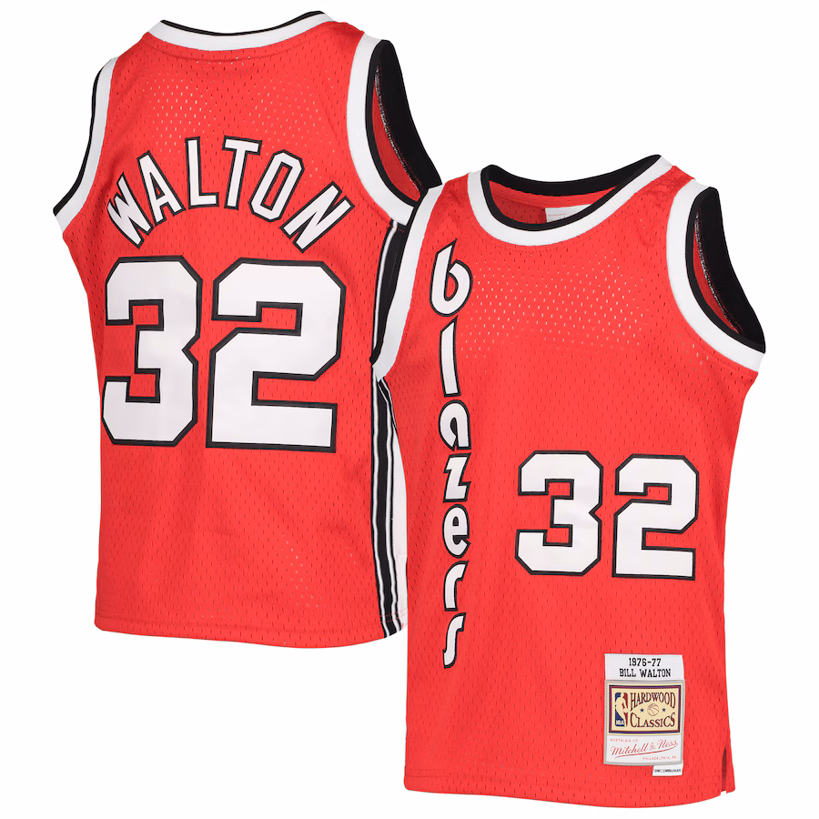 Youth Portland Trail Blazers Bill Walton Mitchell & Ness Black 1976/77 Hardwood Classics Swingman Jersey - Jersey