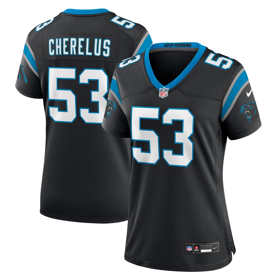 Women's Carolina Panthers Claudin Cherelus Nike  Black Team Game Jersey - Jersey