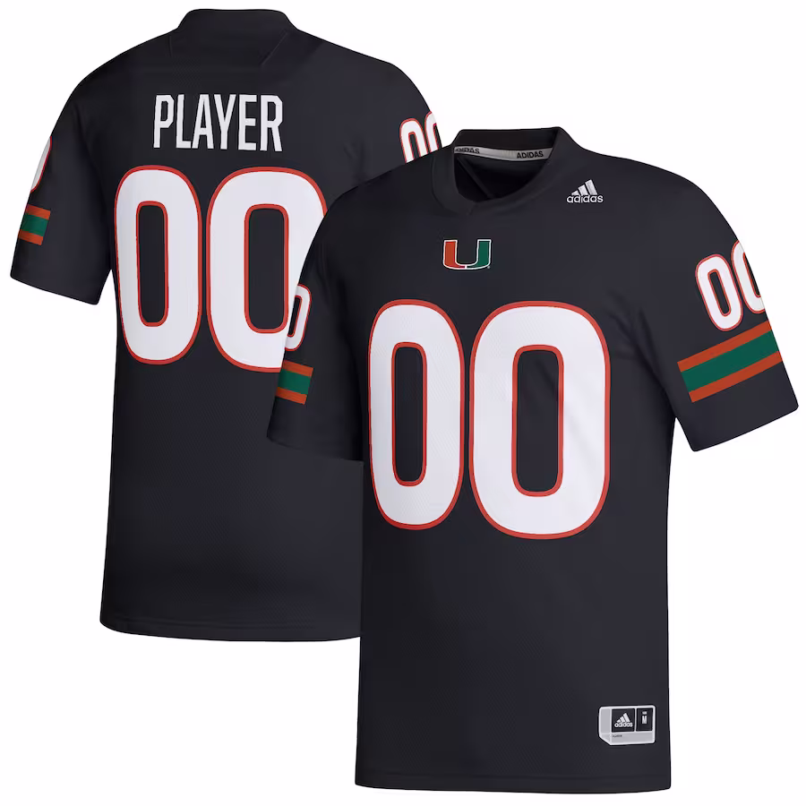 Miami Hurricanes adidas Pick-A-Player NIL Replica Football Jersey - Black - Jersey