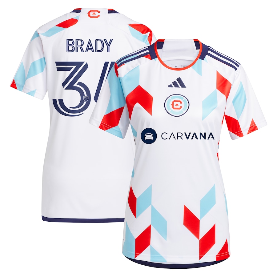 Women's Chicago Fire Chris Brady adidas White 2024 A Kit For All Replica Player Jersey - Jersey