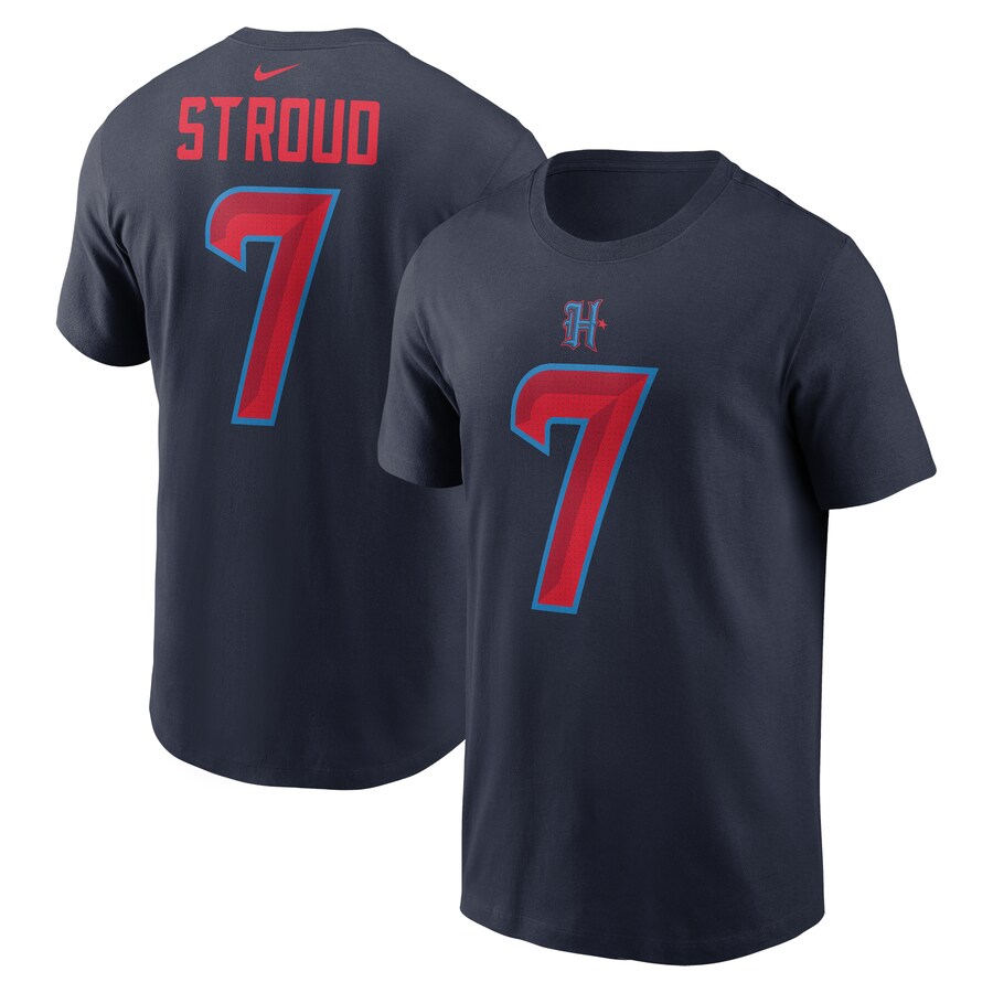 Men's Houston Texans C.J. Stroud Nike Navy Name & Number T-Shirt - Jersey