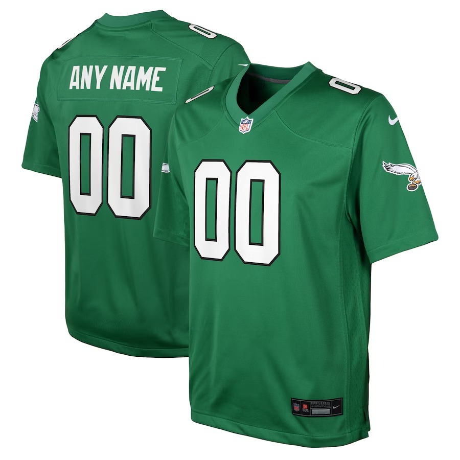 Youth Philadelphia Eagles Nike Kelly Green Alternate Custom Game Jersey - Jersey