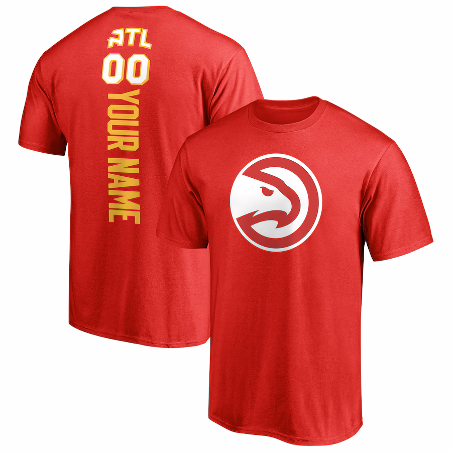 Men's Atlanta Hawks Red Playmaker Personalized Name & Number T-Shirt - Jersey