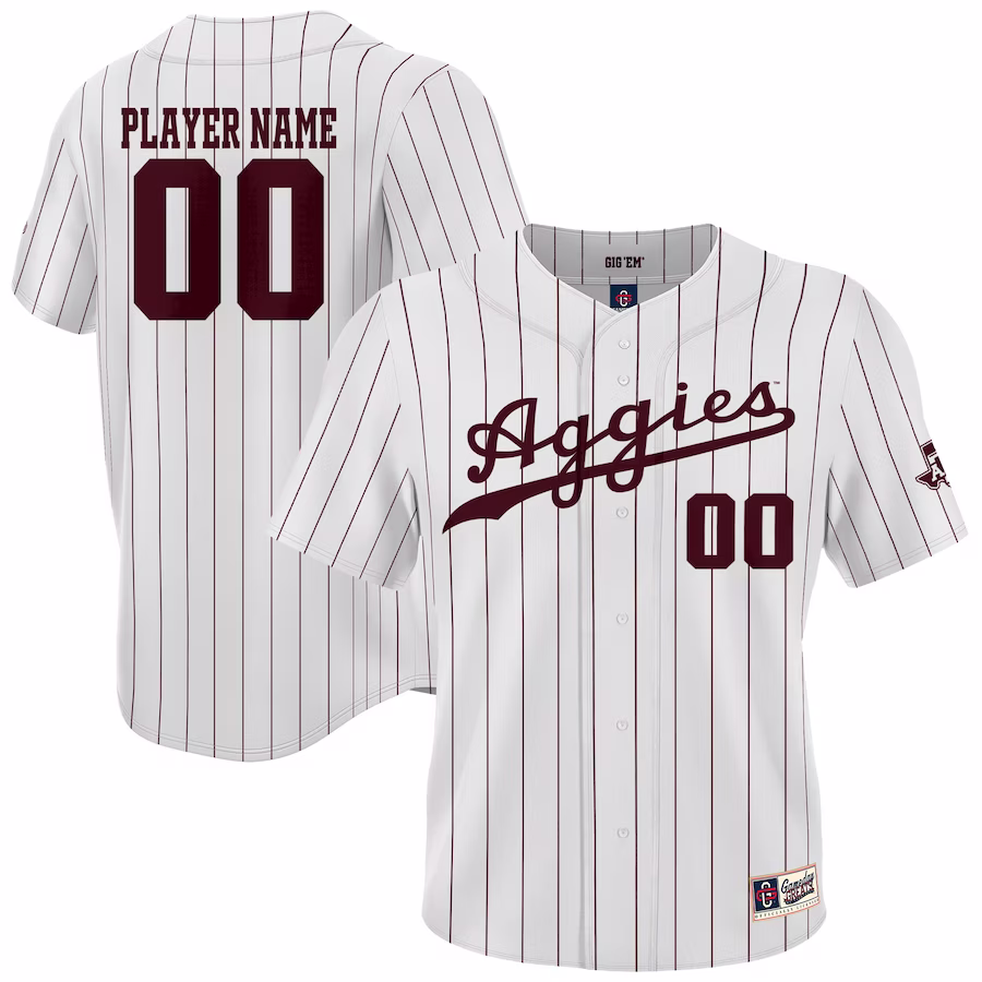 Texas A&M Aggies GameDay Greats Youth NIL Pick-A-Player Lightweight Baseball Jersey - White - Jersey