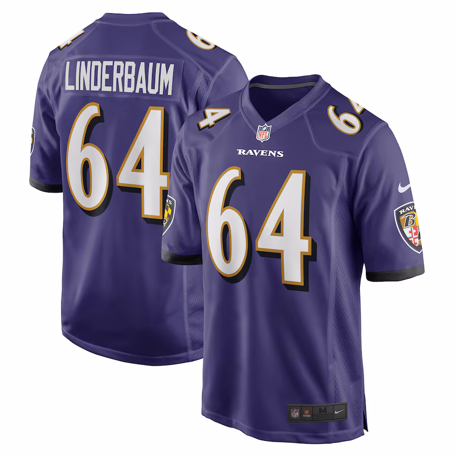 Men's Baltimore Ravens Tyler Linderbaum Nike Purple Player Game Jersey - Jersey