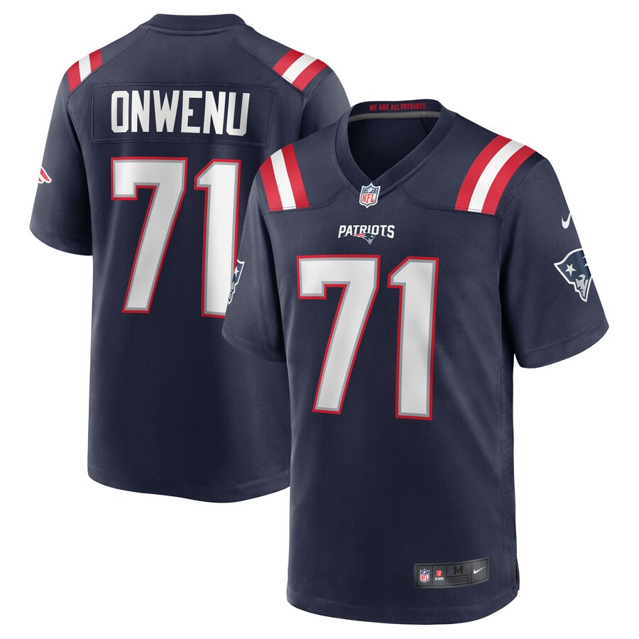 Men's New England Patriots Mike Onwenu Nike Navy Team Game Jersey - Jersey