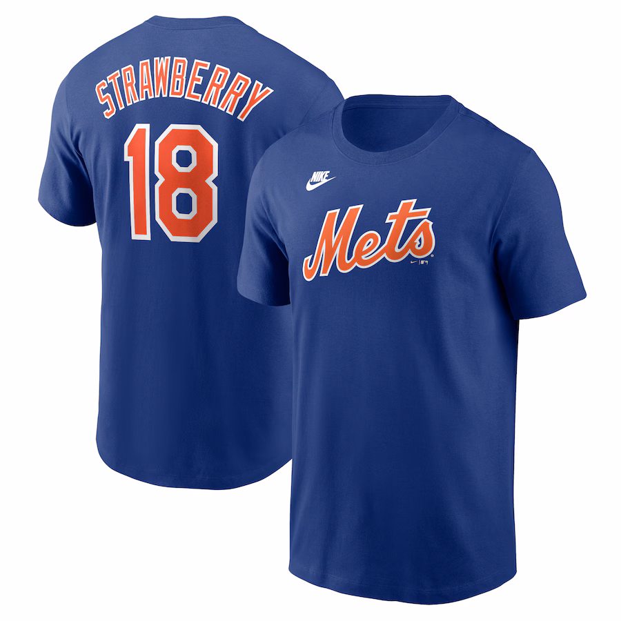 Men's New York Mets Darryl Strawberry Nike Royal Fuse Name & Number T-Shirt - Jersey
