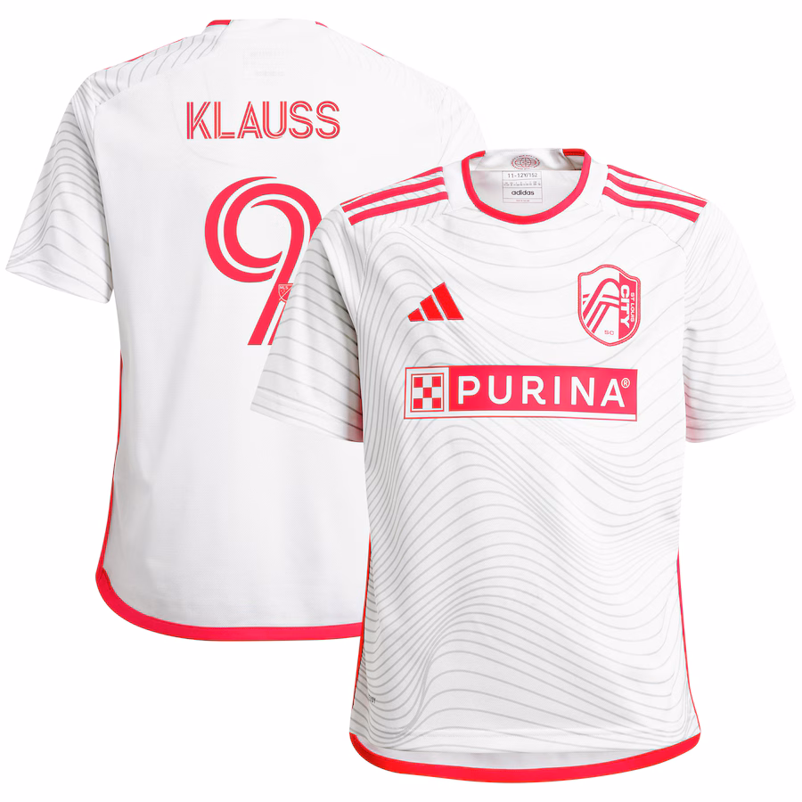 Youth St. Louis City SC João Klauss adidas White 2024 The Confluence Kit Replica Player Jersey - Jersey