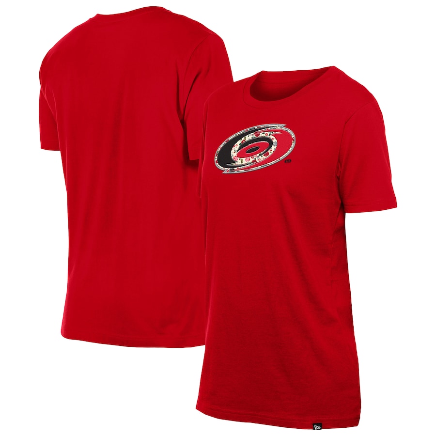 Women's Carolina Hurricanes New Era Red Glam Game Floral T-Shirt - Jersey