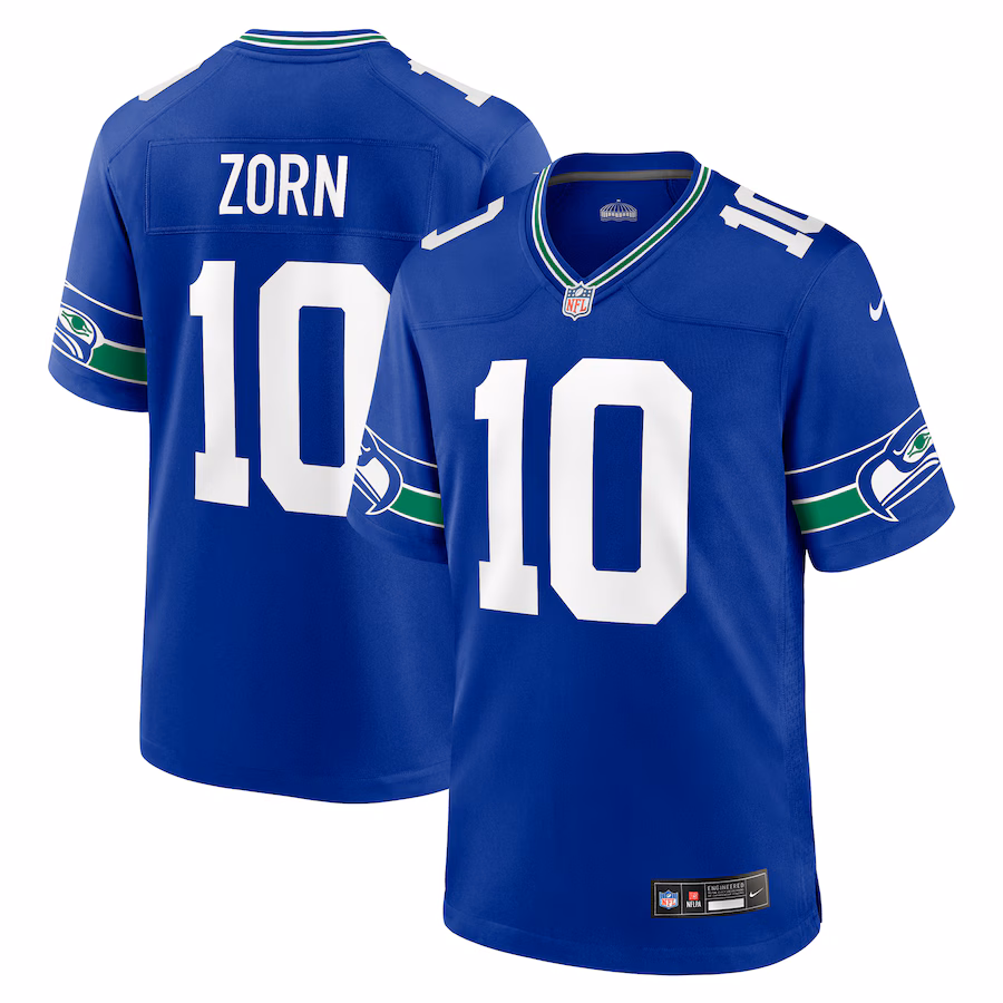 Men's Seattle Seahawks Jim Zorn Nike Royal Throwback Retired Player Game Jersey - Jersey