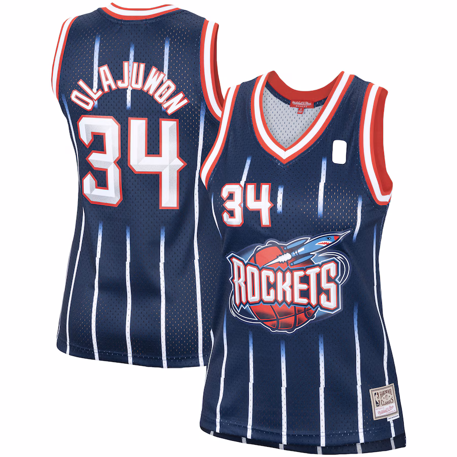 Women's Houston Rockets Hakeem Olajuwon Mitchell & Ness Navy  Hardwood Classics Swingman Jersey - Jersey