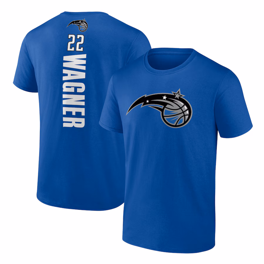 Men's Orlando Magic Franz Wagner Blue Playmaker Name & Number T-Shirt - Jersey