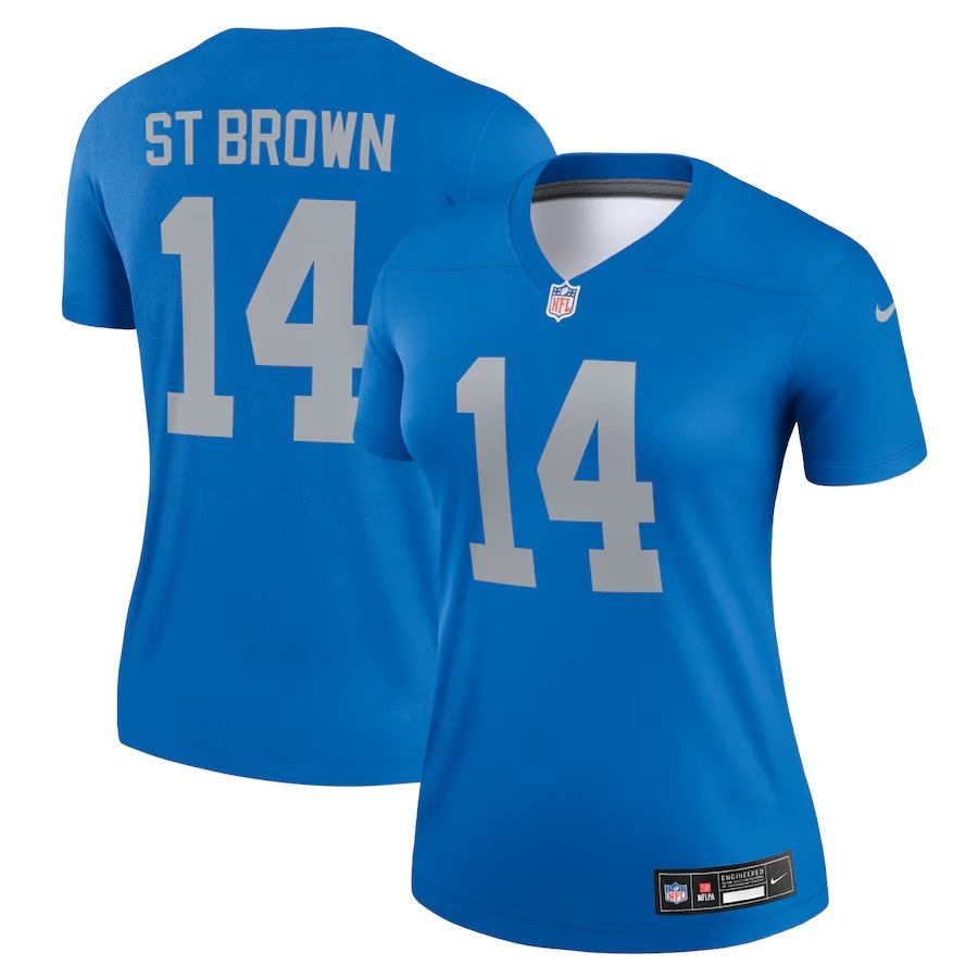 Women's Detroit Lions Amon-Ra St. Brown Nike Blue Alternate Legend Player Performance Top - Jersey