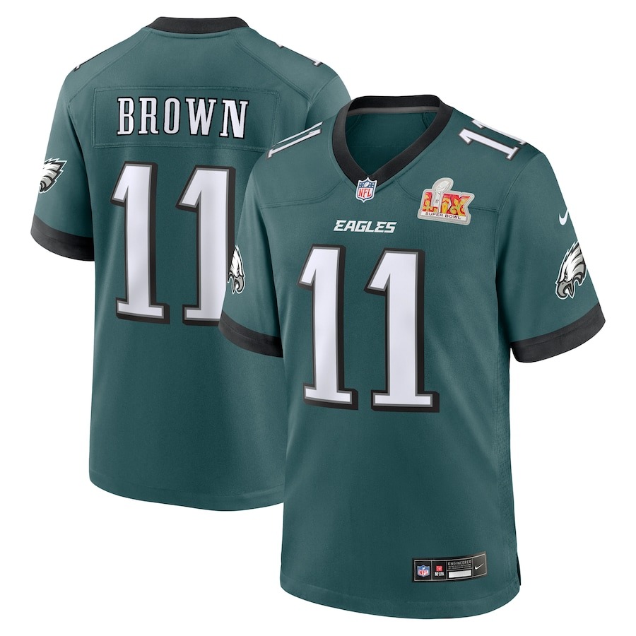 Men's Philadelphia Eagles A.J. Brown Nike Midnight Green Super Bowl LIX Game Player Jersey - Jersey