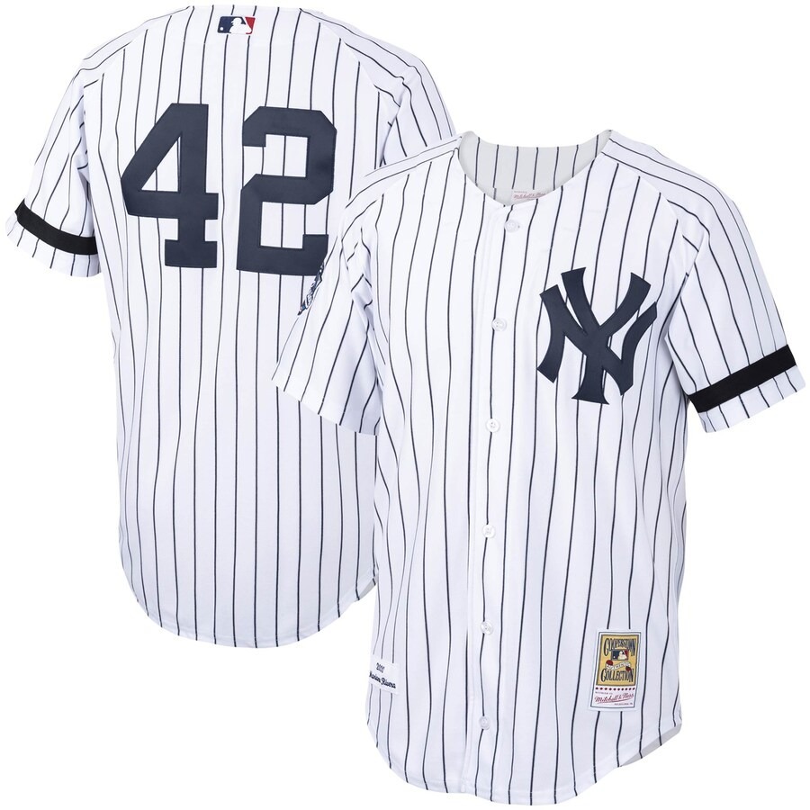 Men's New York Yankees Mariano Rivera Mitchell & Ness White/Navy Home 2000 Cooperstown Collection Authentic Jersey - Jersey