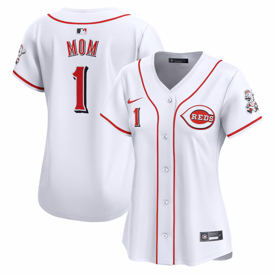 Women's Cincinnati Reds Nike White #1 Mom Home Limited Jersey - Jersey