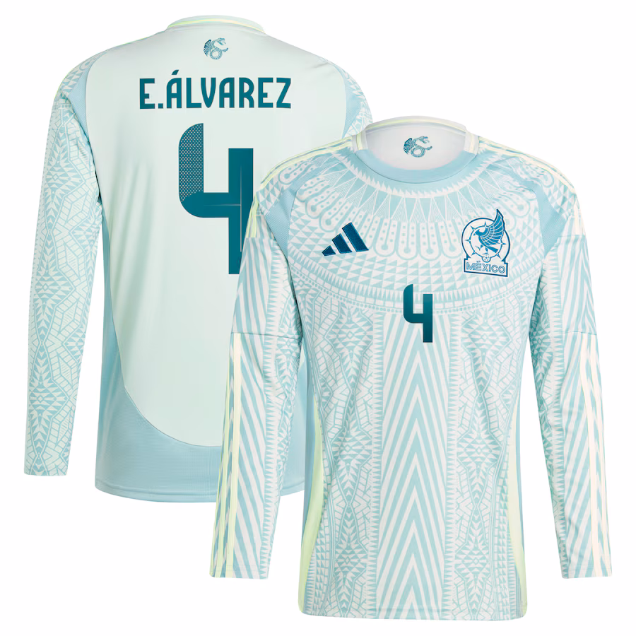 Men's Mexico National Team Edson Alvarez adidas Green 2024 Away Replica Player Long Sleeve Jersey - Jersey