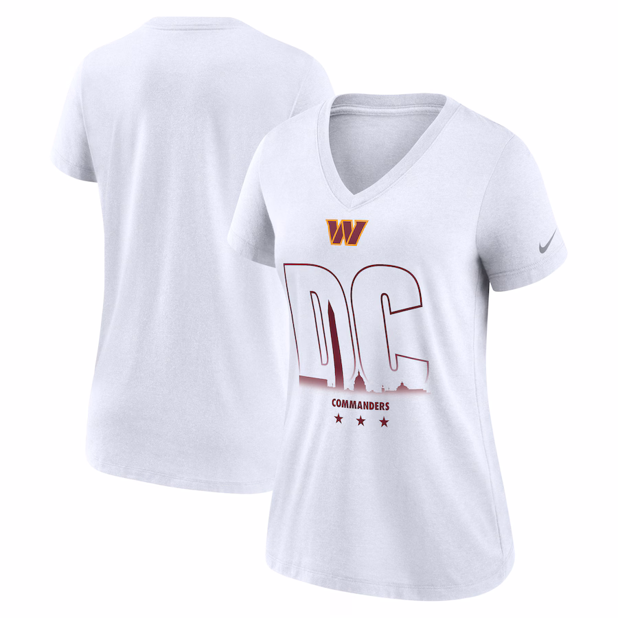 Women's Washington Commanders Nike White Tri-Blend V-Neck T-Shirt - Jersey