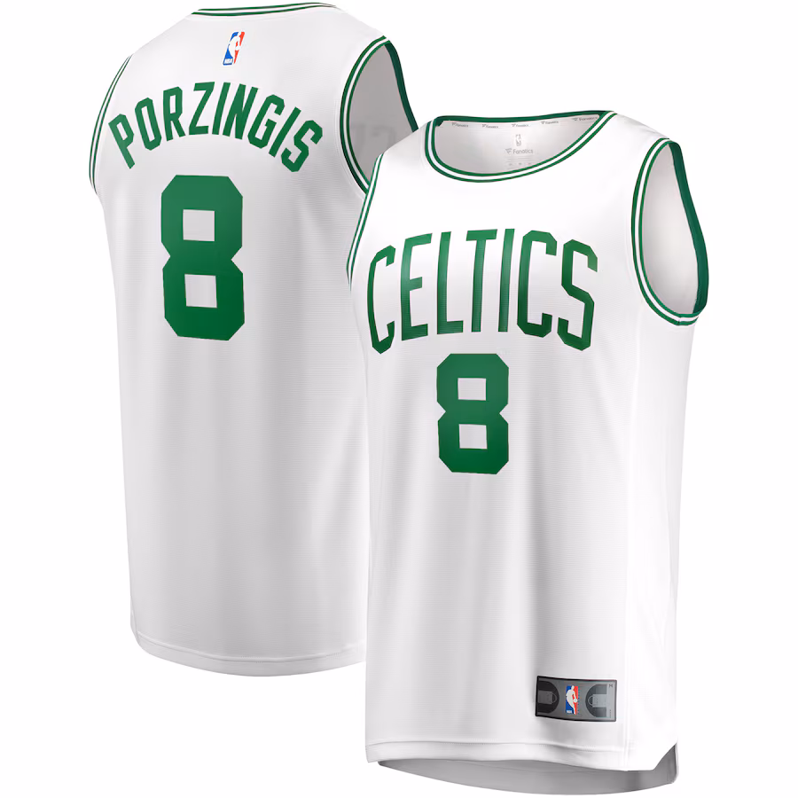 Youth Boston Celtics Kristaps Porzingis Fanatics White Fast Break Player Jersey - Association Edition - Jersey