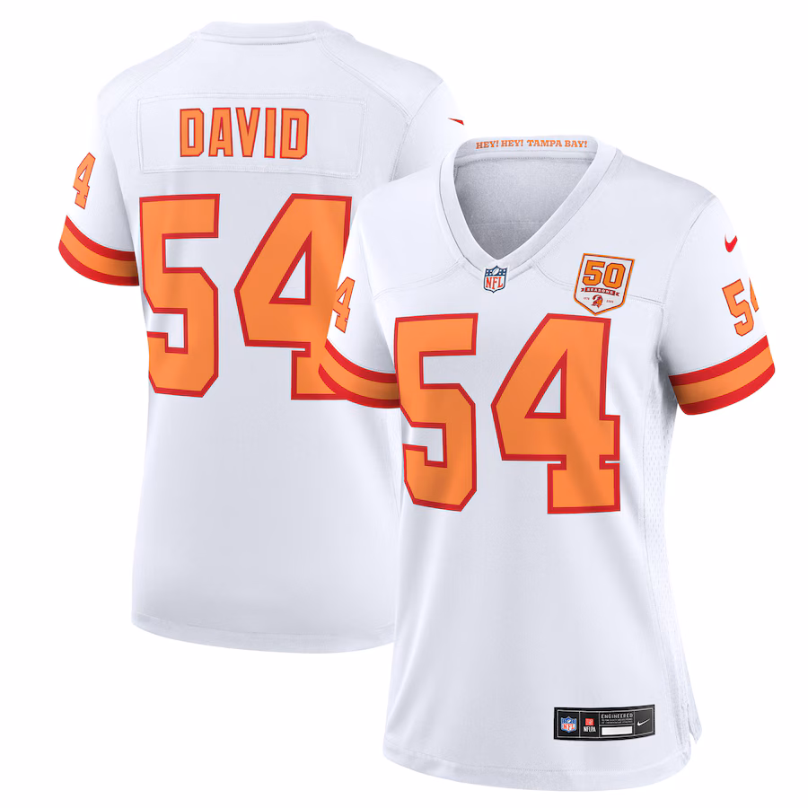 Women's '76 Tampa Bay Buccaneers Lavonte David Nike White 50th Season Game Jersey - Jersey