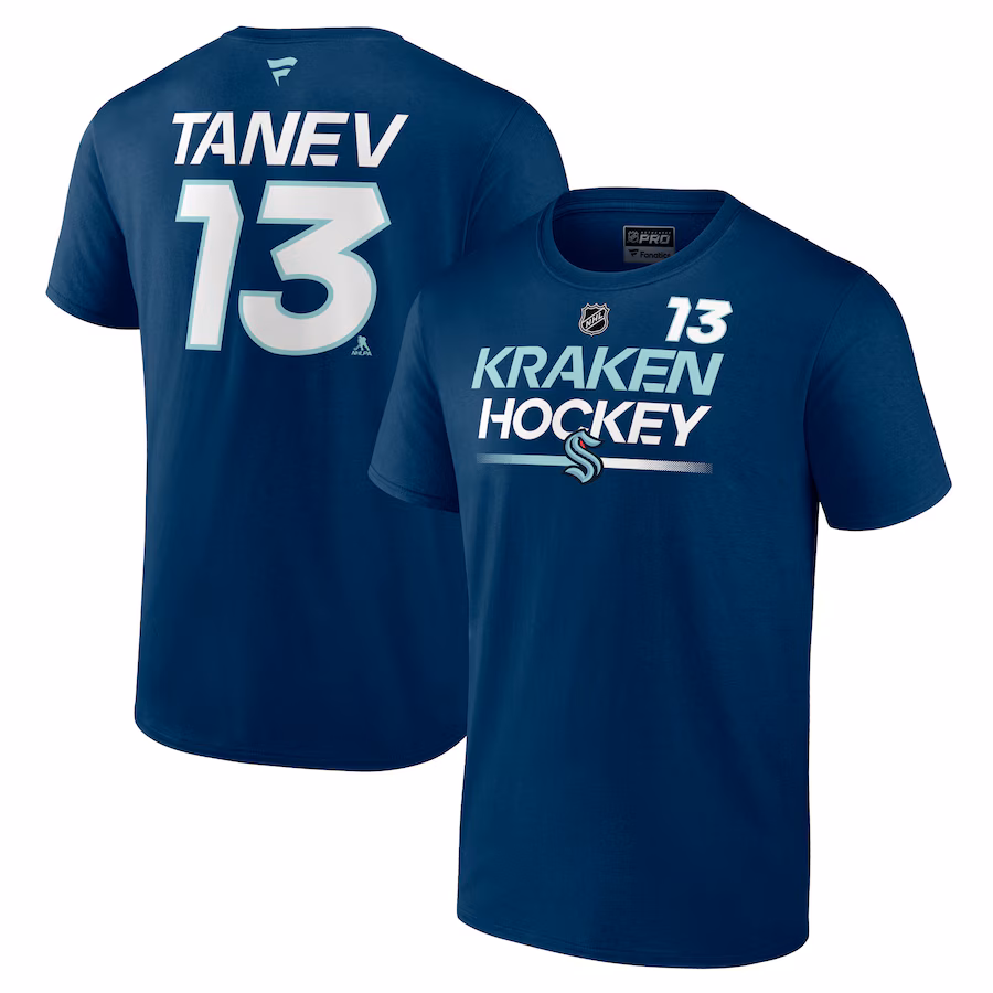 Men's Seattle Kraken Brandon Tanev Fanatics Deep Sea Blue Authentic Pro Prime Name & Number T-Shirt - Jersey