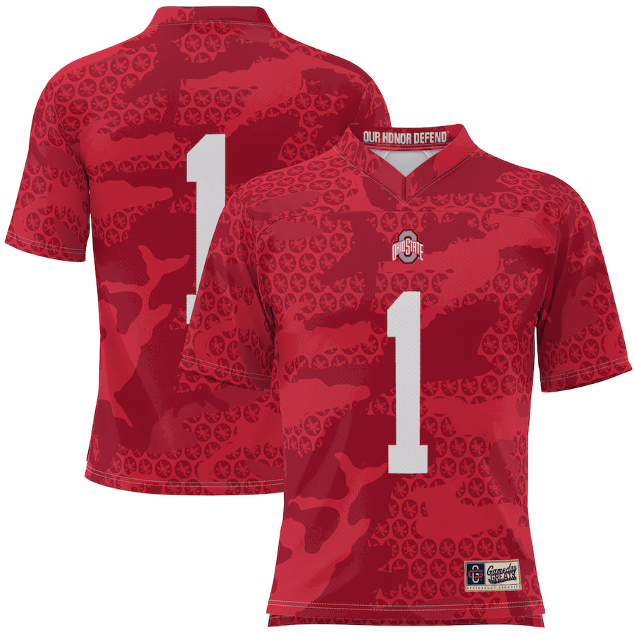 Men's GameDay Greats #1 Scarlet Ohio State Buckeyes Camo Football Jersey - Jersey