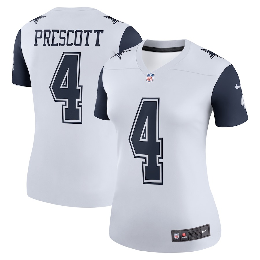 Women's Dallas Cowboys Dak Prescott Nike White Color Rush Legend Player Jersey - Jersey