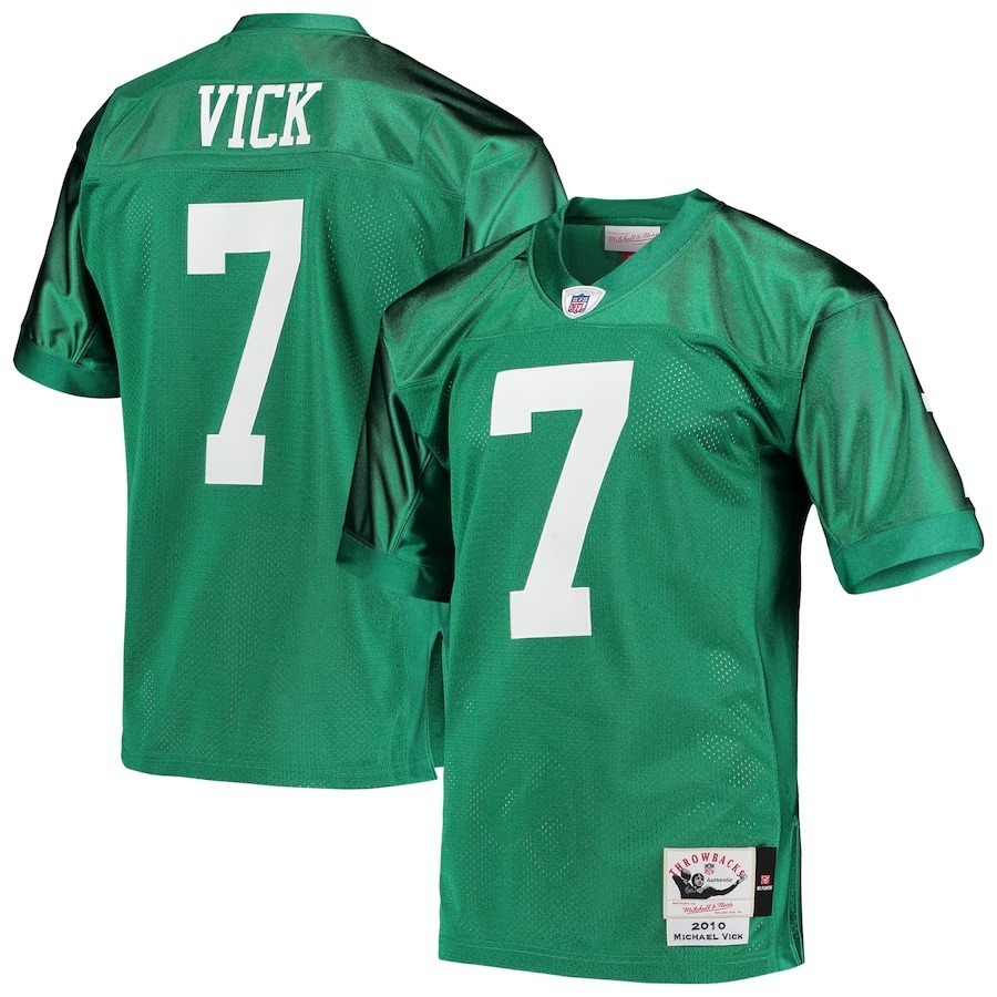 Men's Philadelphia Eagles 2010 Michael Vick Mitchell & Ness Kelly Green Authentic Throwback Retired Player Jersey - Jersey