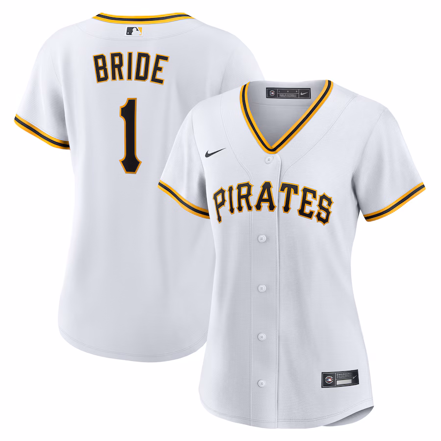 Women's Pittsburgh Pirates Nike White #1 Bride Home Replica Jersey - Jersey