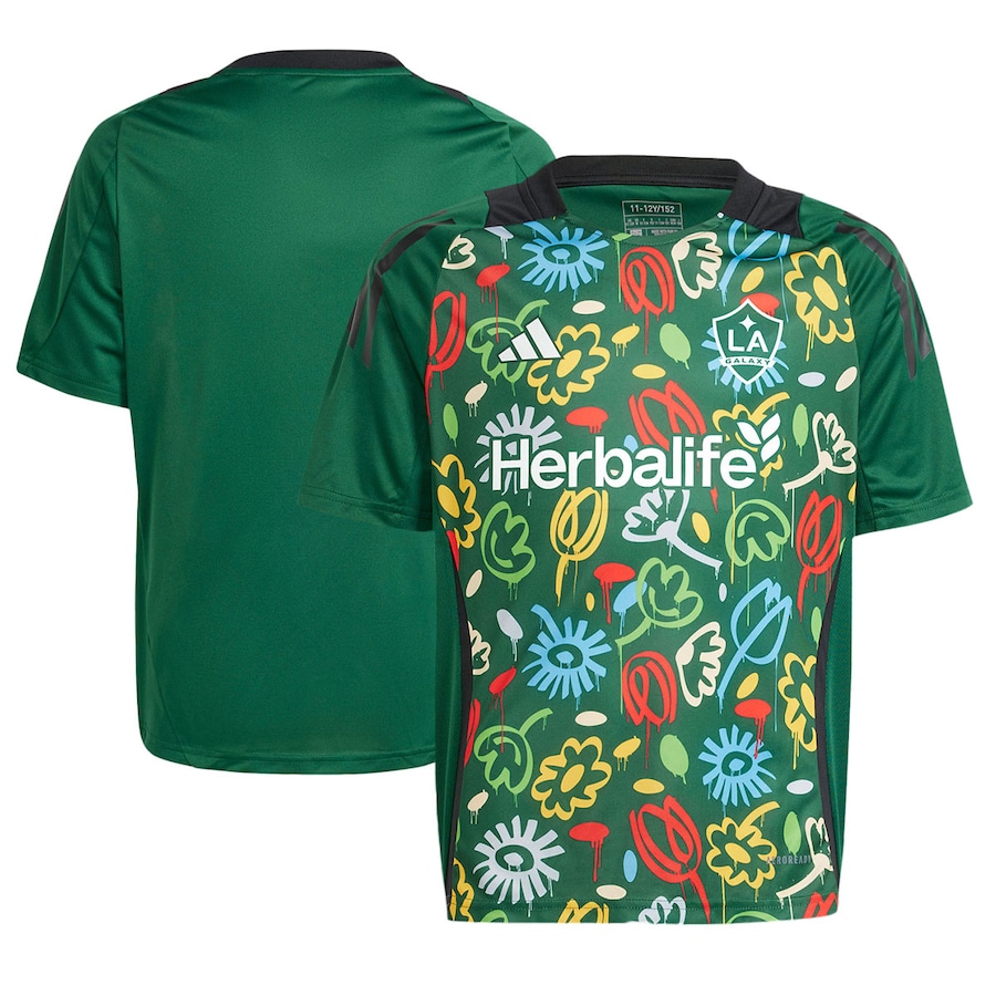 Youth LA Galaxy adidas Green 2024 One Planet Pre-Match Top - Jersey