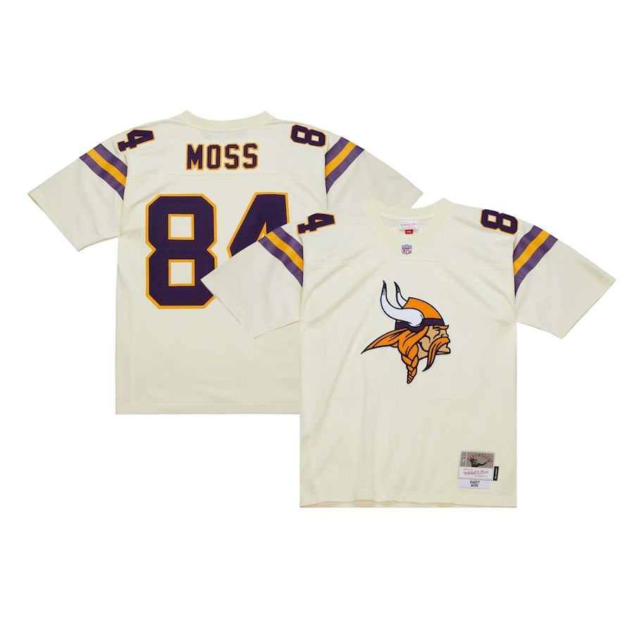 Men's Minnesota Vikings Randy Moss Mitchell & Ness Cream Chainstitch Legacy Jersey - Jersey